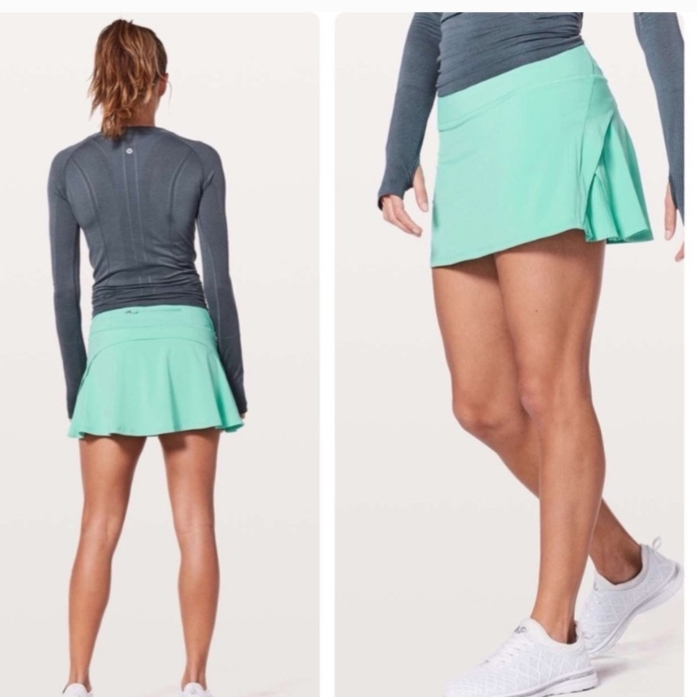 Lululemon Green Asymmetrical Skater Mini Skirt